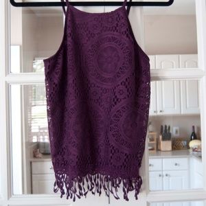 Xhilaration Purple Lace Tank - size small